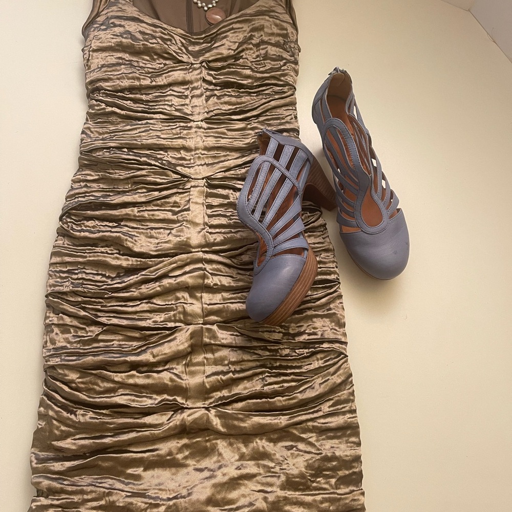 Ruched Gold Nicole Miller Dress sz 10